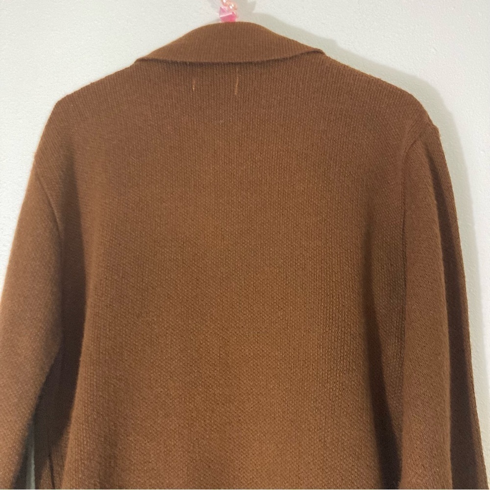 Vintage brown diamond virgin Orlon acrylic zip up cardigan size M - Picture 11 of 16